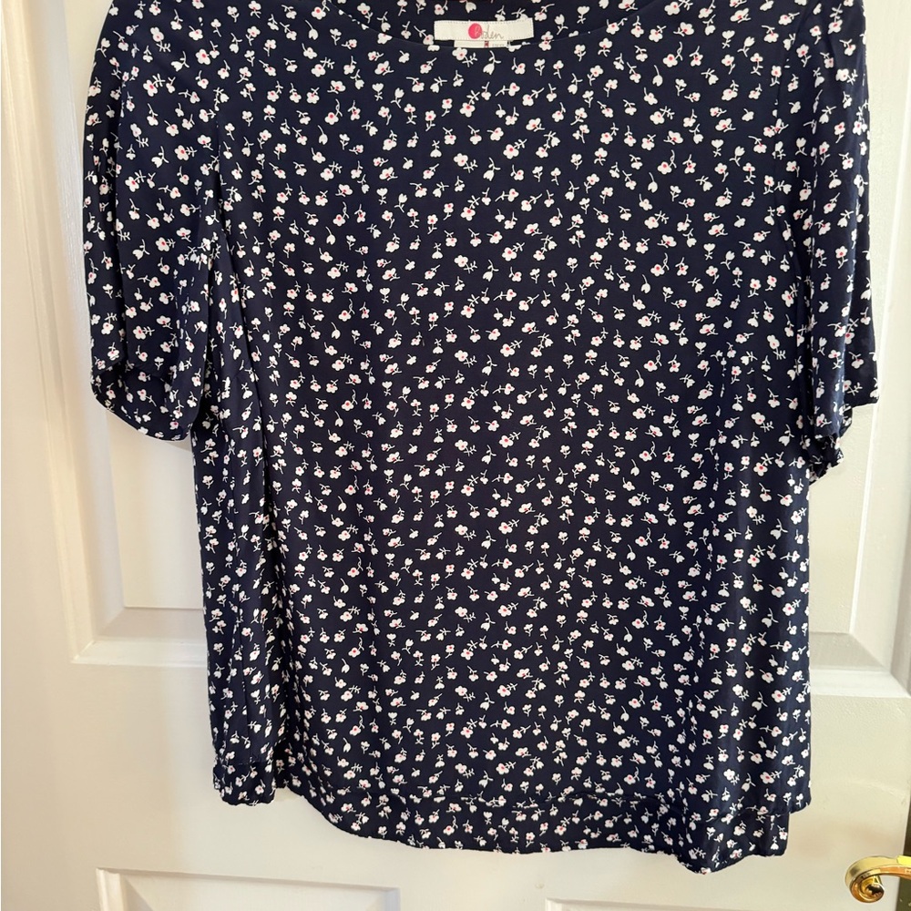 BODEN Floral Blouse Top Size 8 SLIPOVER STYLE Slightly flare sleeves Bac… - Picture 1 of 7